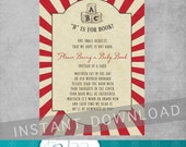 Printable Vintage Baby Shower Book Request Card - Vintage Toy - Retro - Build a Library - Bring a Book - B is for Book - INSTANT DOWNLOAD