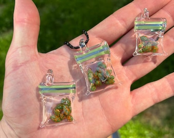 Kinetic Glass Baggie pendants