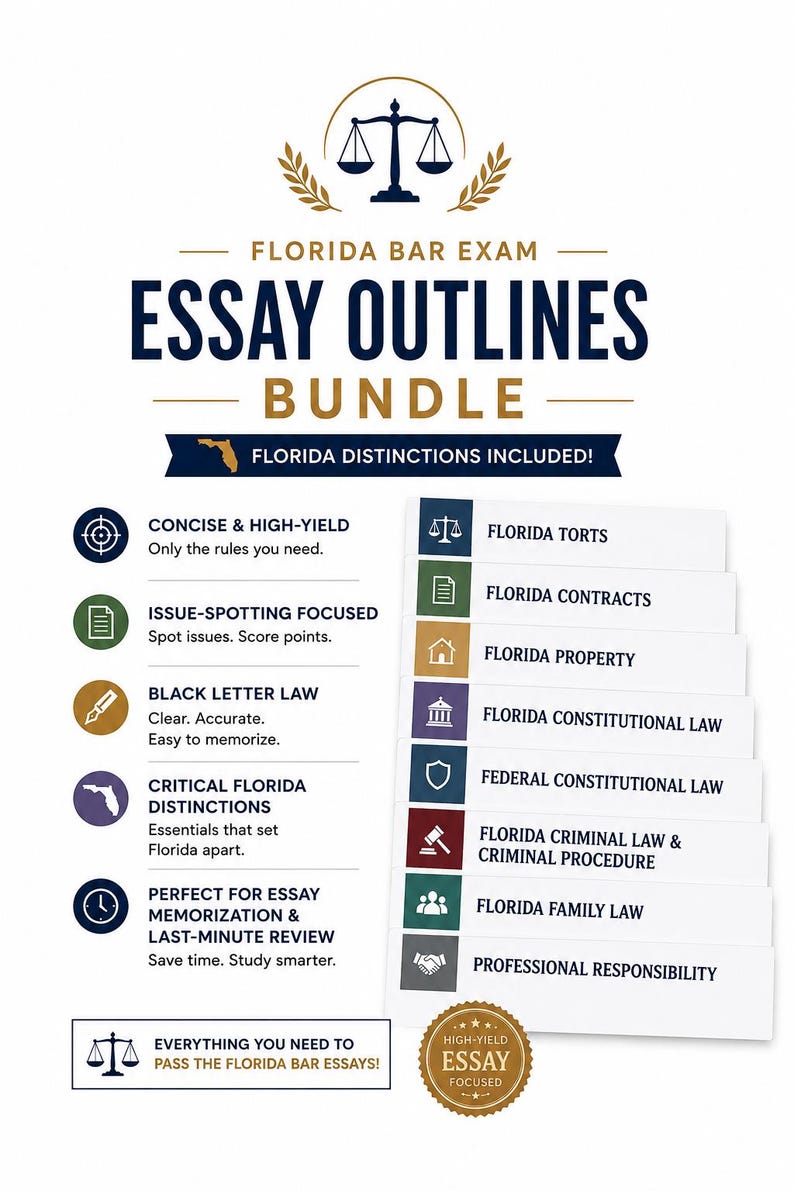 Florida Bar Essay Outlines Bundle | July 2026 FL Bar Exam (see Item ...
