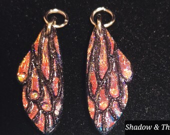 Ash & Ember Mini Wing Earrings | Handmade Resin Earrings | Holographic Fairy Jewelry | Gothic Gift