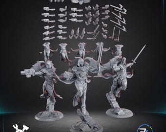 Angels of War-harsbouwkit van DakkaDakka | 55-delige gevleugelde sciencefictionminiaturen | 34 mm ongeverfde heroïsche tafellegermodellen
