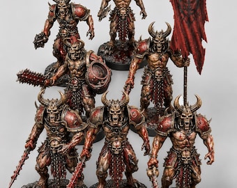 Blood Blades ongeverfde harsminiaturen – Demon Warrior Squad – Fantasy-horror tafelbladmodellen – 28 mm 32 mm 75 mm – onder licentie van Titan Forge
