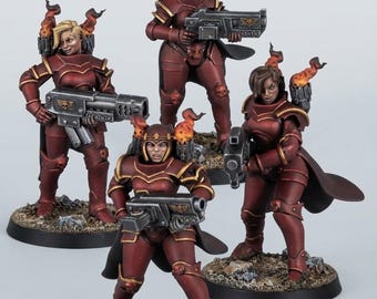 Sovereign Officers Squad by Titan Forge | Unpainted Resin Miniature Set | Sci-Fi Galactic Command Leaders | Grimdark Tabletop Soldiers Kit