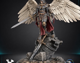 Aartsengel Elizabeth hars miniatuur | Krijger gevleugelde engel | 34 mm en 70 mm fantasiemodelset | Ongeverfd RPG-figuur voor op tafel | DakkaDakka