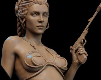 Buste Galaxy Rebel Princess | Sci-Fi Space Opera Resin Collector Sculptuur | Futuristisch standbeeld voor royalty's