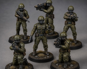 Militaire aanvalsteam | Sci-Fi-harsminiaturen | Tafelblad en premium weegschaal | Ongeverfde wargamingfiguren | Onder licentie van Titan Forge