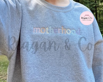 Camiseta bordada para mamás – Ropa cómoda para mamás, hilo multicolor