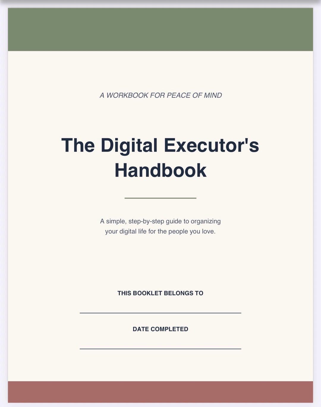 Digital Executor Picture Digital Executor's Handbook — Printable Estate Planning Workbook ...