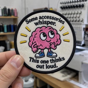 Custom Brain Patch Embroidered Iron On Hook and Loop Velcro Funny Brain Embroidery Applique Backpack Jacket Sew On Patch