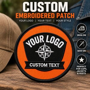 Custom 3D Name Patch, Raised Embroidered Name Patch for Cap, Jacket, Vest, Iron On or Sew On