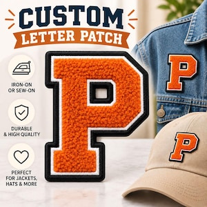 Custom Letter Patch, Personalized Embroidered Initial Patch for Jackets and Hats, Iron-On or Sew-On