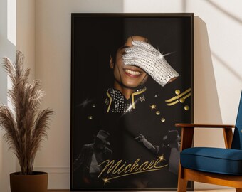 Michael Jackson Poster Wand Kunst Druck | King of Pop Musik Raumdekor | Retro Pop Star Wandkunst | Musik Fan Geschenk Poster