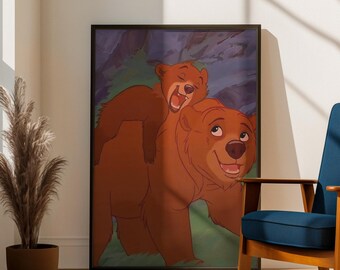Brother Bear Disney Poster Wall Art Print | Kenai & Koda Movie Poster | Cute Family Animation Decor | Kids Room Gift
