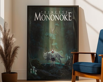 Princess Mononoke Poster | Studio Ghibli Wall Art Print | Anime Room Decor | Forest Spirit Movie Poster | Miyazaki Anime Gift