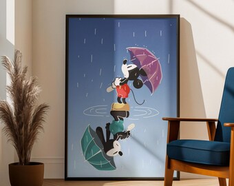 Mickey & Oswald Poster Wand Kunst | Disney Cartoon Wanddekoration | Vintage Charakter Raum Kunst | Niedliches Nostalgisches Zeichentrick Geschenk