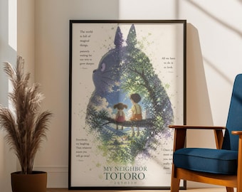 My Neighbor Totoro Poster | Studio Ghibli Wall Art Print | Totoro Anime Room Decor | Whimsical Forest Movie Poster | Ghibli Fan Gift