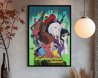 Cyberpunk Edgerunners Poster, Anime Wall Art, David Lucy Maine Room Decor, Night City Gang Print, Sci-Fi Anime Fan Gift, Boys Bedroom Art
