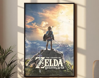 The Legend of Zelda Breath of the Wild Poster, Link Wall Art, Hyrule Landscape Print, Gamer Room Decor, Nintendo Fan Gift, Fantasy Artwork