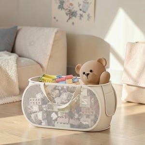 Toy Storage Basket Kids Laundry Hamper Large Plush Organizer Nursery Storage Bin Foldable Toy Holder For Playroom Nursery Organization