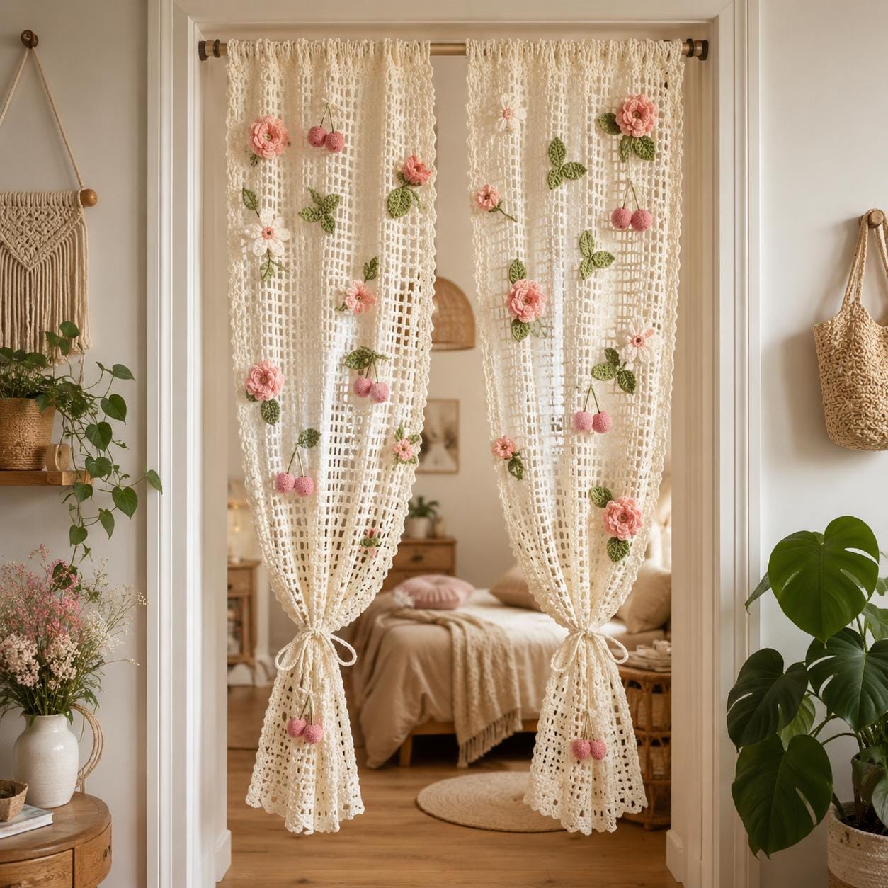 Crochet Curtain Pattern Boho Floral Lace Panel Tutorial
