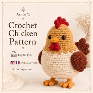 Huhn Amigurumi Häkelanleitung PDF, Bauernhof Tier Plüschtier, Anfänger Anleitung, digitaler Download