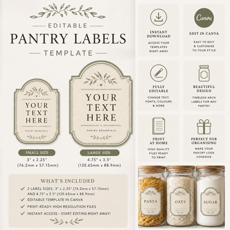 Editable Pantry Label Template | Customizable Kitchen Organization ...