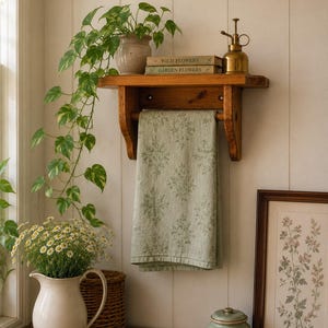 Vintage Handmade Wooden Quilt Shelf | Wall Mounted Quilt Rack | Rustic Farmhouse Blanket Holder | Towel Display Rail