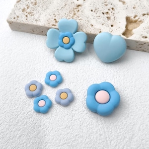 Flower D-Pad Button Set for Nintendo Switch & OLED | Blue Silicone Button Covers | Joy-Con Button Set | Blue Floral, Kawaii Accessories