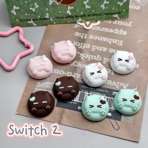 Switch 2 Cat Thumb Grip Caps, Silicone Joystick Covers, Kawaii Gaming Accessories