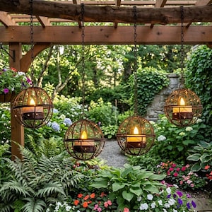 4pk Solar Hanging Lanterns - Waterproof Outdoor Globe Pendant Lights for Garden, Patio & Tree Decor - Wire Mesh Decorative Solar Lighting