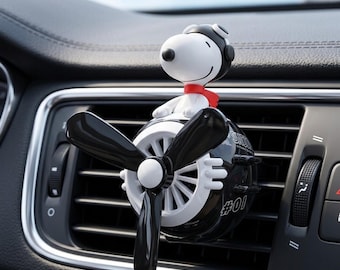 Ambientador para coche Snoopy Pilot / Clip de ventilación con hélice giratoria / Decoración retro para automóviles, lindo regalo de accesorios para el coche