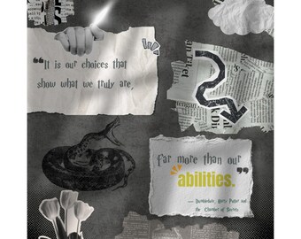 Harry Potter Quote Collage Matte Vertical Poster | Inspirational Movie Typography