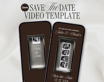 Brown Photo Booth Save the Date Video, Editable Social Media Canva Template | INSTANT DOWNLOAD