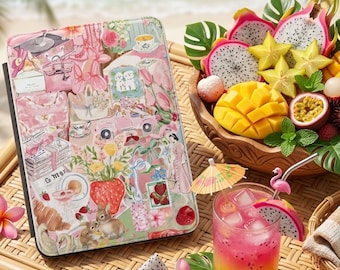 Funda para Kindle Paperwhite con estampado de collage: Cubierta de polipiel Saffiano (para dispositivos de 7")