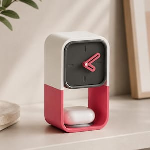 3D Printed AirPods Charging Holder with Desk Clock | Minimalist Nightstand Organizer