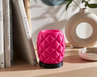 Cozy Quilted Pink Table Lamp – Adjustable Warm & White LED, Minimalist Home Decor