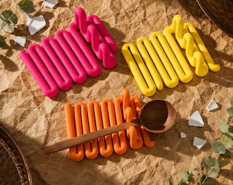 Colorful Utensil Rest, Modern Spoon Holder, Kitchen Countertop Organizer, Cute Cooking Tool Rest for Stove & Counter Decor