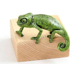 Chameleon, juvenile. 'Enrapt'. Limited edition bronze