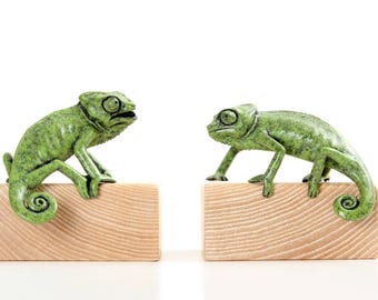 Chameleons, pair of juveniles. Limited edition bronze