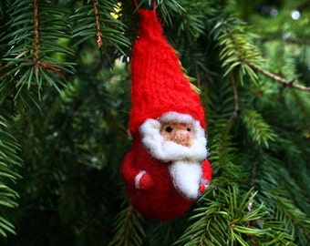 Christmas Santa - needle felted Santa Claus with red hat - Christmas ornament - budget friendly Holiday home decor