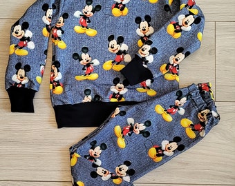 mickey pajamas, handmade cotton home wear for kids