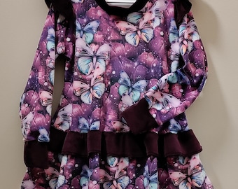 handmade cozy dress with butterflies