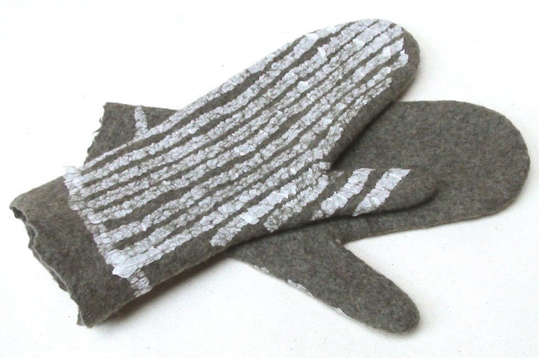 Felted Gloves Felt Mittens Winter Fashion Natural Wool Felt Gloves