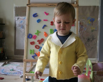 Felted baby boy jacket - natural merino wool silk - handmade - children fashion