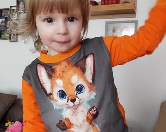 handmade kids top wear with cute fox