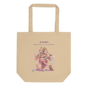 Ganesha Pastel Watercolor Eco Tote Bag | Organic Cotton Double-Sided Print | Spiritual Yoga Tote