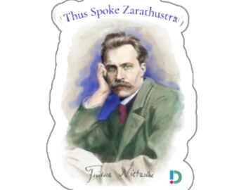 Autocollant découpé à l'aquarelle de Nietzsche : Portrait de Zarathoustra dans Ainsi parlait Zarathoustra