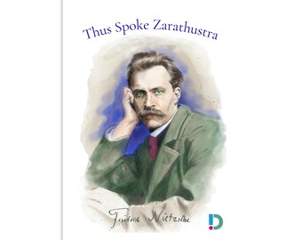 Estampe aquarelle de Nietzsche | Affiche philosophique « Ainsi parlait Zarathoustra » | Décoration murale mate