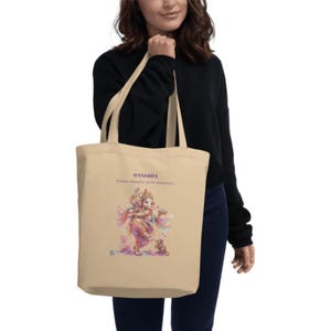 Ganesha Pastel Aquarel Eco Tote Bag | Biologisch Katoen Dubbelzijdig Bedrukt | Spirituele Yoga Tas afbeelding 3