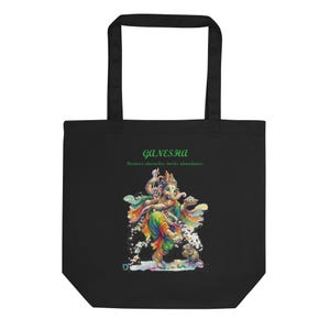 Ganesha Colorful Watercolor Eco Tote Bag | Organic Cotton Double-Sided Print | Spiritual Art Tote
